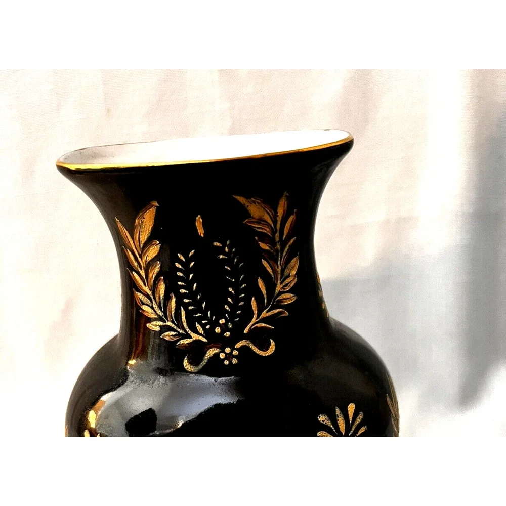 Andrea Sakek Vase Black Gold Vintage Traditional Ceramic Regency Home Decor